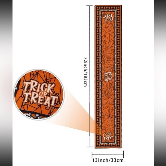 Was $25 🎉 Halloween Trick or Treat Table Runner Decor 72” x 13” BRAND NEW - Picture 4 of 7